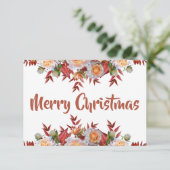 Roze roze roze roze roze kerstkaart bedankkaart (Staand voorkant)