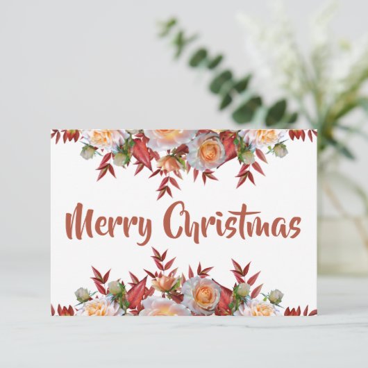 Roze roze roze roze roze kerstkaart bedankkaart (Staand voorkant)