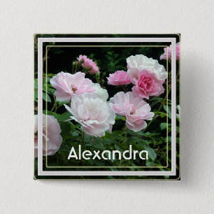 roze roze roze roze roze roze roze roze bloemen vierkante button 5,1 cm