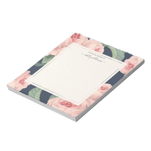 Roze roze roze roze roze zwart blauw op maat notitieblok (Linkerzijde)