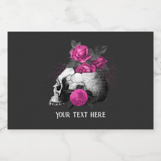 roze roze roze roze skelet gepersonaliseerde Cha Sparkling Wijnetiket (Enkel label)