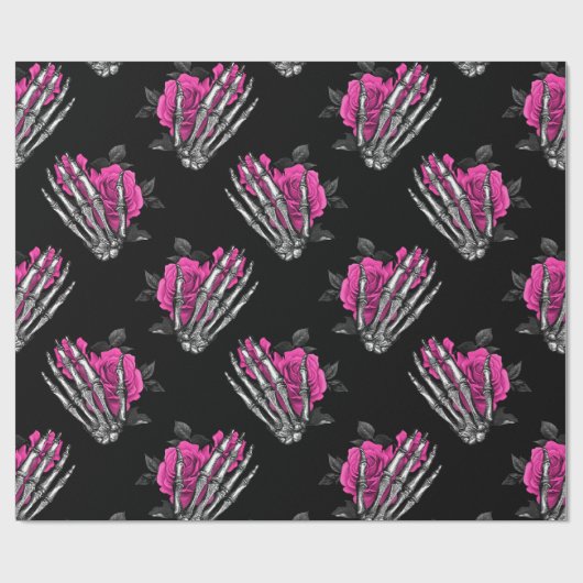 roze roze roze roze skelet Halloween Cadeaupapier (Vlak)