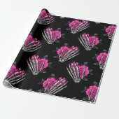 roze roze roze roze skelet Halloween Cadeaupapier (Uitgerold)