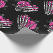  roze roze roze roze skelet Halloween Cadeaupapier (Hoek)