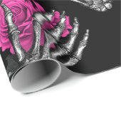  roze roze roze roze skelet Halloween Cadeaupapier (Rol Hoek)