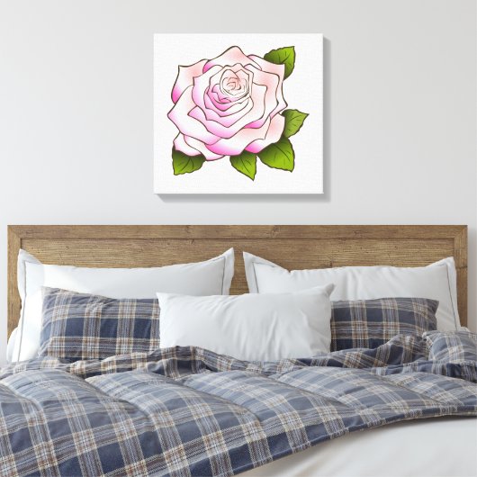 roze roze roze roze tekening wit gerasterd canvas afdruk (Insitu (Slaapkamer))