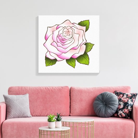  roze roze roze roze tekening wit gerasterd canvas afdruk (Insitu (Woonkamer))