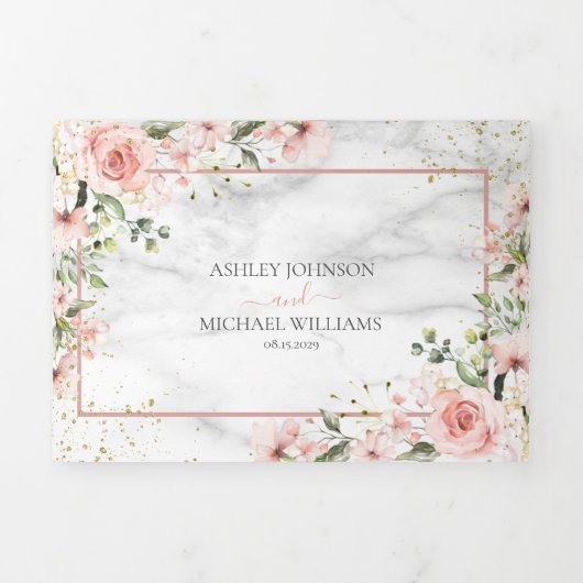 roze roze roze roze waterverf Foto Drieluik Uitnodiging (Cover)