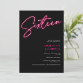 Roze, roze, roze, roze, zwarte foto Sweet 16 Kaart (Staand voorkant)