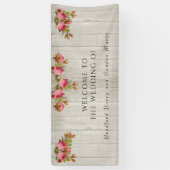Roze Roze Roze Rustic Wedding Gray Barn Wood Banne Spandoek (Verticaal)
