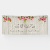 Roze Roze Roze Rustic Wedding Gray Barn Wood Banne Spandoek (Horizontaal)