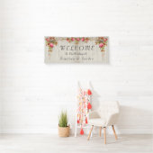 Roze Roze Roze Rustic Wedding Gray Barn Wood Banne Spandoek (Insitu)