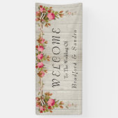 Roze Roze Roze Rustic Wedding Gray Barn Wood Banne Spandoek (Verticaal)