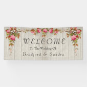 Roze Roze Roze Rustic Wedding Gray Barn Wood Banne Spandoek (Horizontaal)