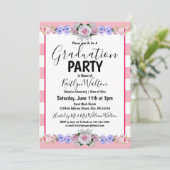 Roze roze roze strips GraduPartij Kaart (Staand voorkant)