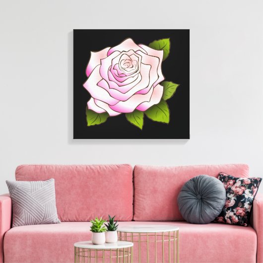  roze roze roze tekening zwart gerasterd canvas (Insitu (Woonkamer))