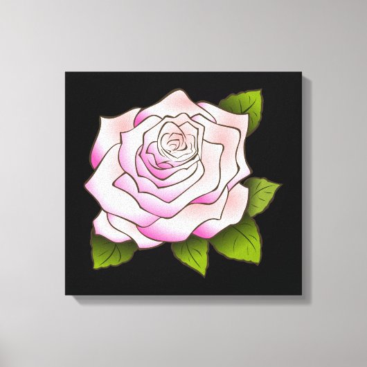  roze roze roze tekening zwart gerasterd canvas (Voorkant)