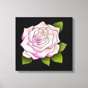  roze roze roze tekening zwart gerasterd canvas afdruk