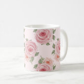 roze roze roze tuinkrab floreel patroon koffiemok (Voorkant rechts)