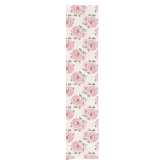 roze roze roze tuinkrab floreel patroon korte tafelloper (Voorkant)