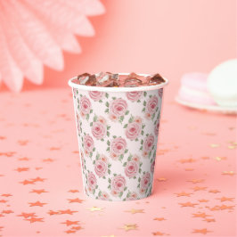 roze roze roze tuinkrab floreel patroon papieren bekers