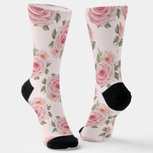 roze roze roze tuinkrab floreel patroon sokken (Gebogen)