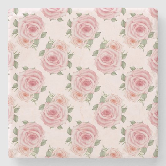  roze roze roze tuinkrab floreel patroon stenen onderzetter (Voorkant)