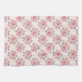  roze roze roze tuinkrab floreel patroon theedoek