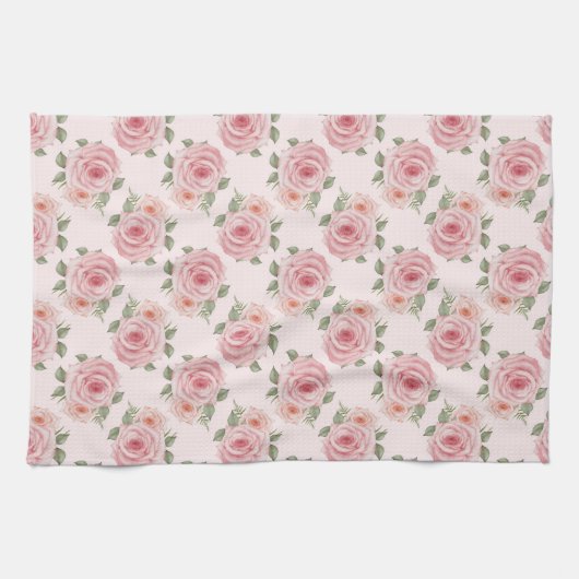 roze roze roze tuinkrab floreel patroon theedoek (Horizontaal)