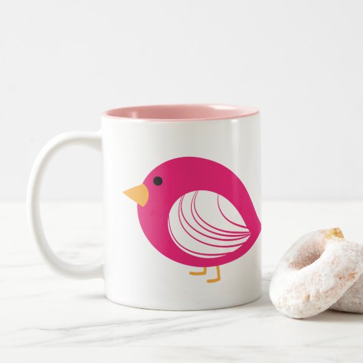 Roze, roze, roze vogels mok met tweetone koffie (Met donut)