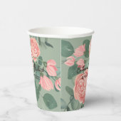 Roze roze roze Waterverf Borden groenboek Papieren Bekers (Rechts)