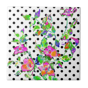  roze roze roze waterverf schilderij, polka stippe tegeltje