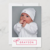 Roze roze roze welkome baby-meisje aankondiging (Voorkant)