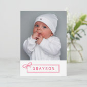 Roze roze roze welkome baby-meisje aankondiging (Staand voorkant)