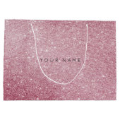 Roze roze roze witte glitter voor cadeautas (Achterkant)