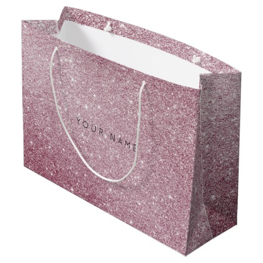 Roze roze roze witte glitter voor cadeautas (Achterkant Gekanteld)