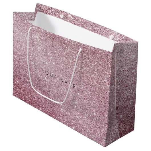 Roze roze roze witte glitter voor cadeautas (Voorkant Gekanteld)