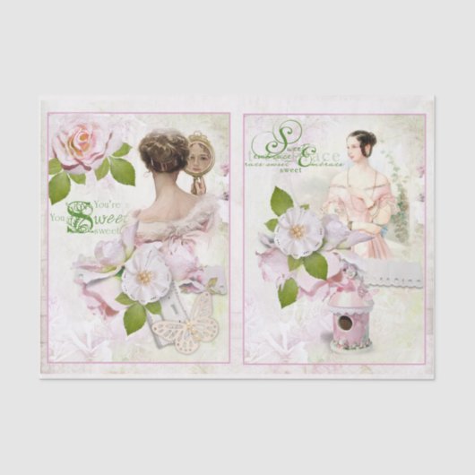  roze roze roze witte ontvlechting tissuepapier (Voorkant)