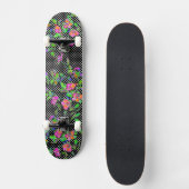  roze roze roze - zwarte en witte polka-stippen persoonlijk skateboard (Voorkant)