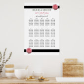Roze roze roze zwarte ribbon Wedding Seding Chart Poster (Keuken)