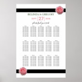 Roze roze roze zwarte ribbon Wedding Seding Chart Poster (Voorkant)