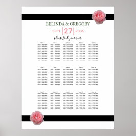 Roze roze roze zwarte ribbon Wedding Seding Chart Poster