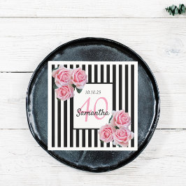 Roze roze roze zwarte witte strepen op de 40e verj servet