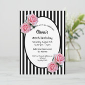Roze roze roze zwarte witte strepen op het 80ste v kaart (Staand voorkant)