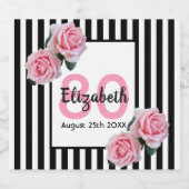 Roze roze roze zwarte witte strepen op het 80ste v sparkling wijnetiket (Enkel label)