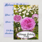 Roze Roze Rozen Bloem meisjes Kaart (Voorkant / Achterkant)