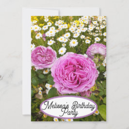 Roze Roze Rozen Bloem  meisjes Kaart