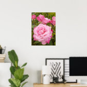 Roze Roze Rozen Bloemen Tuin Poster (Thuiskantoor)