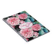 Roze Roze Rozen bloemig Volg Je Vreugde Patroon Notitieboek (Rechterzijde)