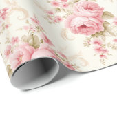 Roze roze rozen cadeaupapier (Rol Hoek)
